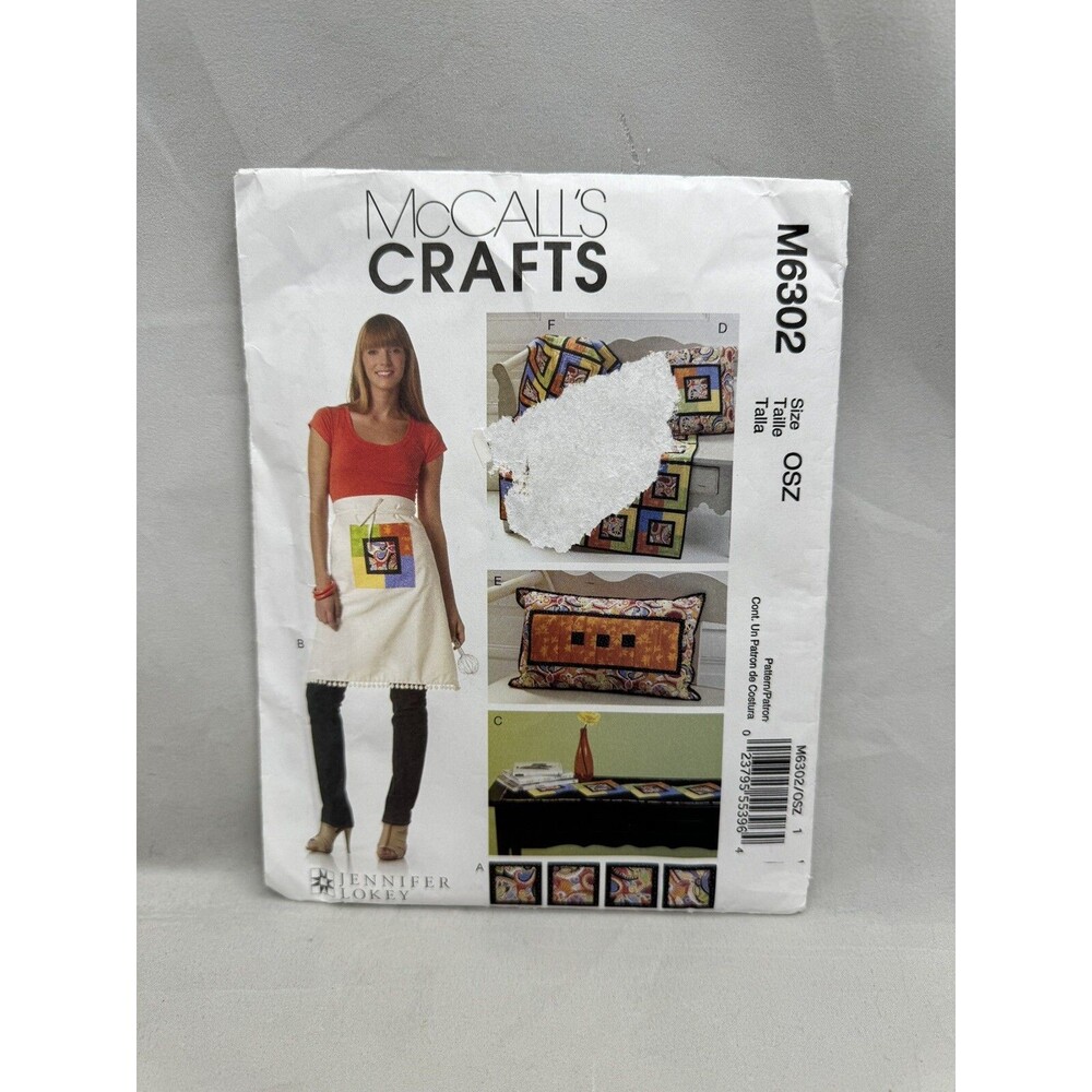 McCall's Crafts M6302 Coasters Apron Runner Pillows Lap Quilt Uncut Lokey